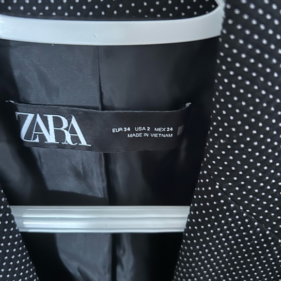 Zara Polka Dot Blazer Black US Size 2 - Picture 4 of 4